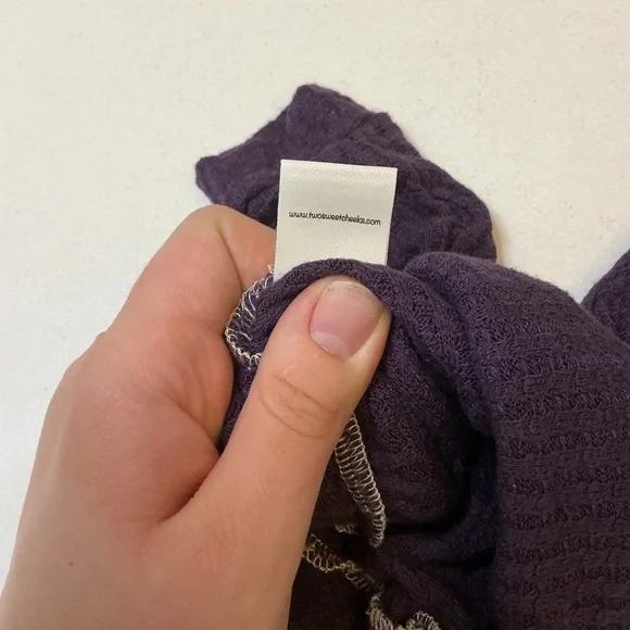 Handmade 2 Sweet Cheeks Waffle Knit Set 0-3M Purple Lounge Outfit - Picture 11 of 11